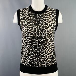 MICHAEL KORS Size S Black White Cashmere Sequined Animal Print Dress Top